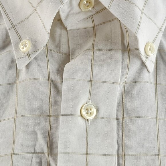 Brooks Brothers Slim Fit 17 35 Non-iron White Beige Check Long Sleeve Button Up - Picture 10 of 16